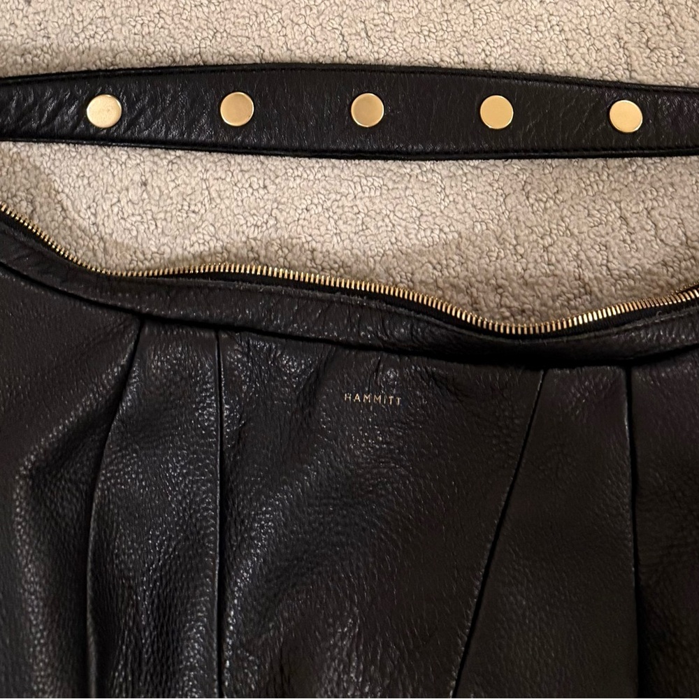 Hammitt Black Morgan Leather Shoulder Bag with Gold Studs - Picture 3 of 11